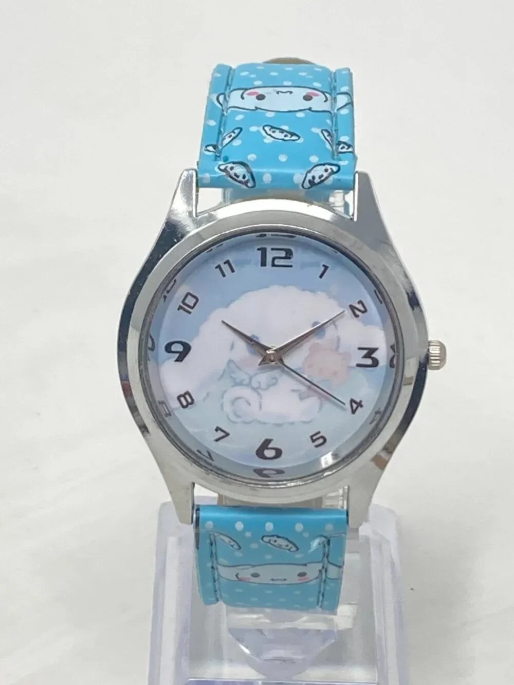 Cinnamoroll Womens Watch 36mm Silver Tone Sanrio Faux Leather New Battery 8.75